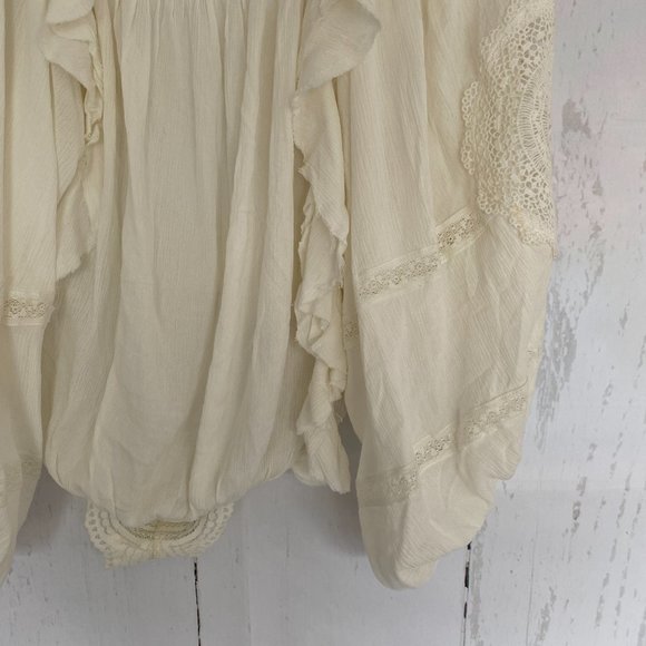 NWOT FREE PEOPLE Lover Of Mine Bodysuit White Ruffle Lace Small S - Picture 8 of 13